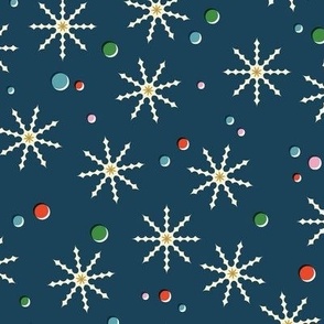 Snow Day (Navy) || festive snowflakes & spots