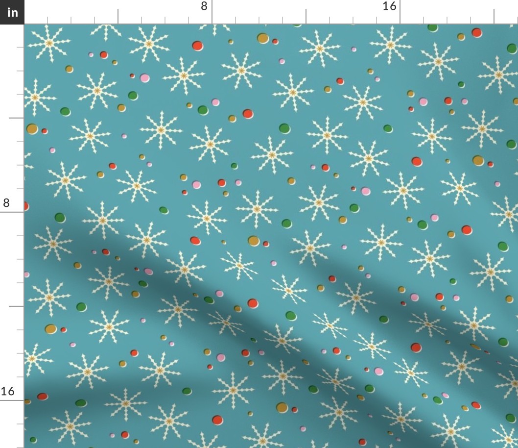 Snow Day (Turquoise) || festive snowflakes & spots