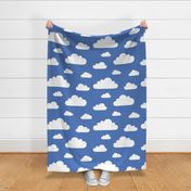 clouds berry blue inverted - kids jumbo brights - perfect for wallpaper curtains bedding