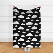clouds black and white inverted - kids jumbo brights - perfect for wallpaper curtains bedding