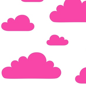 clouds blazing pink - kids jumbo brights - perfect for wallpaper curtains bedding