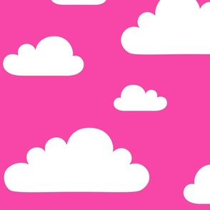 clouds blazing pink inverted - kids jumbo brights - perfect for wallpaper curtains bedding