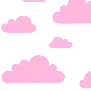 clouds bubbleyum pink - kids jumbo brights - perfect for wallpaper curtains bedding