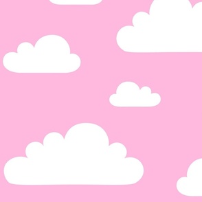 clouds bubbleyum pink inverted - kids jumbo brights - perfect for wallpaper curtains bedding