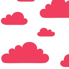 clouds candied red - kids jumbo brights - perfect for wallpaper curtains bedding