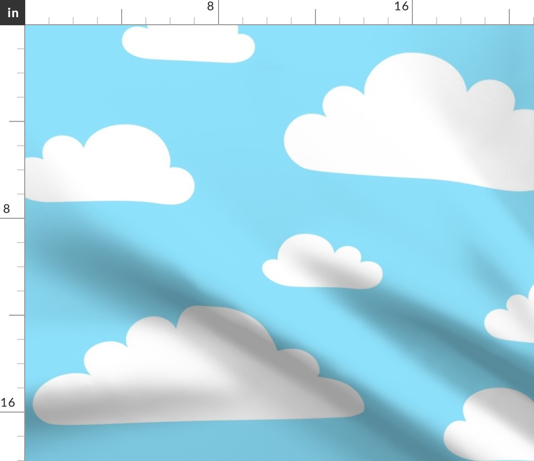 clouds cloud blue inverted - kids jumbo brights - perfect for wallpaper curtains bedding