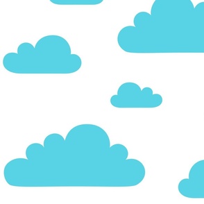 clouds crisp blue - kids jumbo brights - perfect for wallpaper curtains bedding