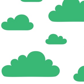 clouds gummy green - kids jumbo brights - perfect for wallpaper curtains bedding