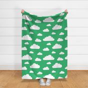 clouds gummy green inverted - kids jumbo brights - perfect for wallpaper curtains bedding