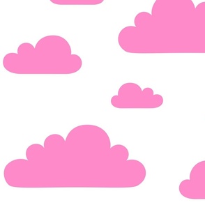 clouds popping pink - kids jumbo brights - perfect for wallpaper curtains bedding