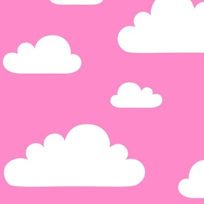 clouds popping pink inverted - kids jumbo brights - perfect for wallpaper curtains bedding
