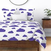 clouds purple fizz - kids jumbo brights - perfect for wallpaper curtains bedding
