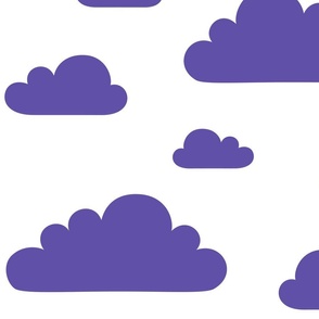 clouds purple fizz - kids jumbo brights - perfect for wallpaper curtains bedding