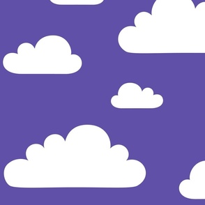 clouds purple fizz inverted - kids jumbo brights - perfect for wallpaper curtains bedding