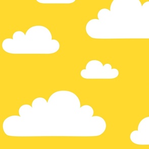 clouds sunray yellow inverted - kids jumbo brights - perfect for wallpaper curtains bedding