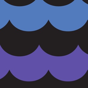 waves pinks blues purple on black - kids jumbo brights - perfect for wallpaper curtains bedding
