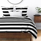 black and white 3 inch horizontal stripes - kids jumbo brights - perfect for wallpaper curtains bedding