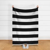 black and white 6 inch horizontal stripes - kids jumbo brights - perfect for wallpaper curtains bedding