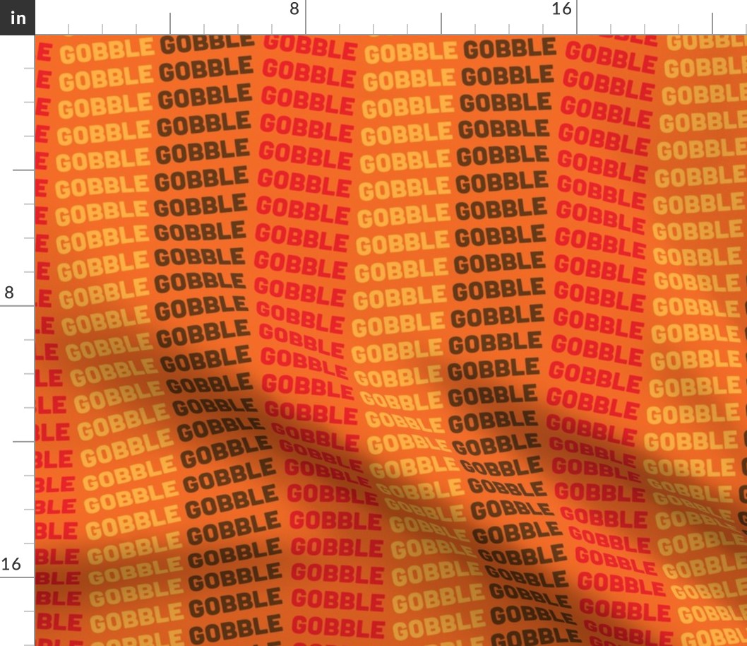 Thanksgiving Fabric, Gobble Gobble Pattern Fall Fabric Orange, Gold, Red, Brown - LAD21