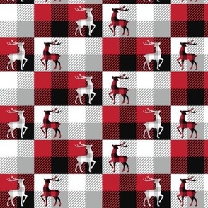 Buffalo Plaid Deer Patchwork Red Black White Gray