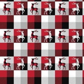 Buffalo Plaid Deer Patchwork Red and Black Gray and White