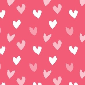 Watercolor Hearts - Bright Pink