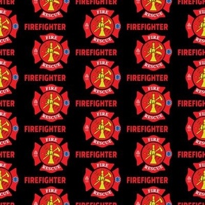 Fire Rescue Firefighter Badge Black Background