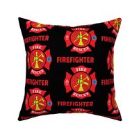 Fire Rescue Firefighter Badge Black Background - Large Scale