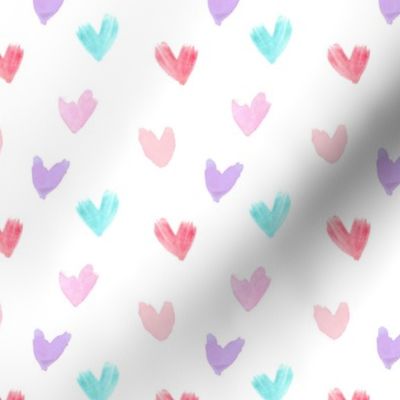 Valentine Watercolor Hearts - Rainbow Pastel