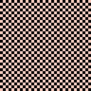 blush f9caba and black checkerboard 25 squares - checkers chess games