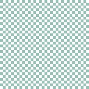 faded teal 96c2b5 and white checkerboard 25 squares - checkers chess games