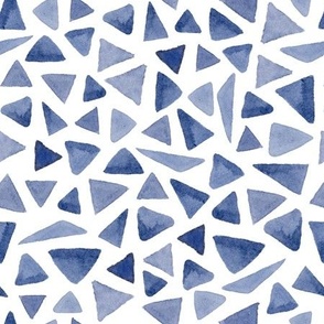 Small - Blue Watercolour Triangles - White