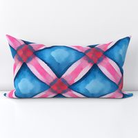  pink and blue plaid, watercolor