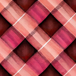 pink and brown plaid, watercolor