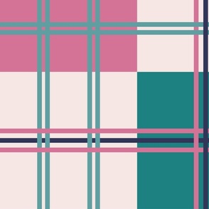 TARTAN, GREEN WHITE AND PINK