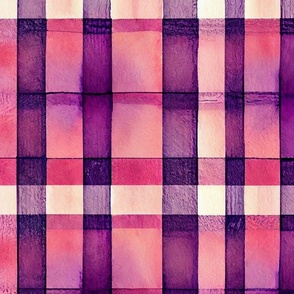 pink and purple plaid, watercolor