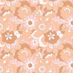 Baby Boho Retro flowers brown pink peach Regular Scale by Jac Slade