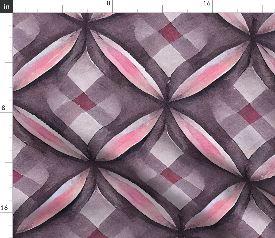 pink and gray plaid, watercolor