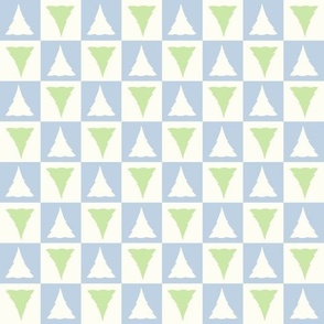 Checkerboard Christmas trees baby blue green
