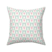 Checkerboard Christmas trees blue pink white by Jac Slade
