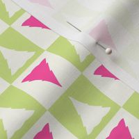 Checkerboard Christmas trees lime green birght pink By Jac Slade