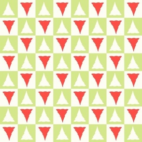 Checkerboard Christmas trees red lime green