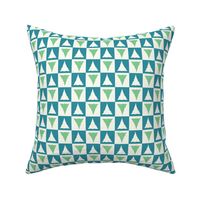 Checkerboard Christmas trees teal blue green by Jac Slade