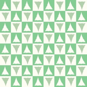 Checkerboard Christmas trees vintage green by Jac Slade