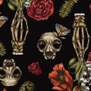 Floral Skull on Black