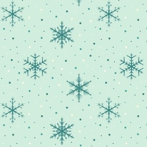 Snowflakes on mint