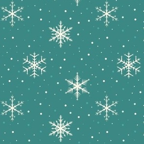 Snowflakes on teal