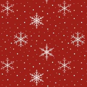 Snowflakes on red