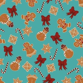gingerbread on teal