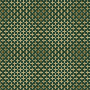 Retro Geometric Floral in Vintage Brown on Green - Small